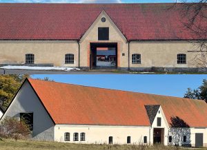 Före och efter-bild på Maskinhallen vid Sturehovs slott.